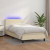 vidaXL Boxspringbett mit Matratze & LED Creme 90x190 cm Kunstleder
