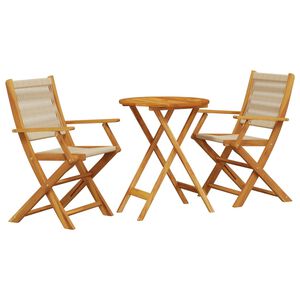 vidaXL 3-tlg. Bistro-Set Beige Polypropylen und Massivholz