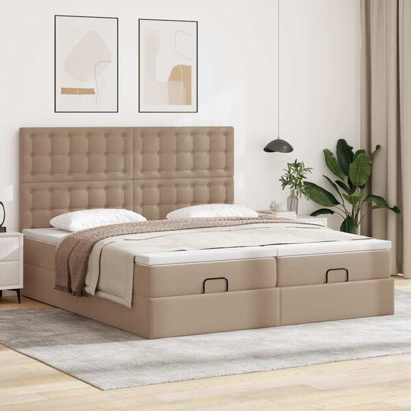 vidaXL Ottoman-Bett mit Matratzen Cappuccino 160x200cm Kunstleder