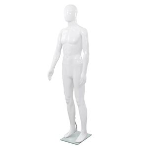 vidaXL M&auml;nnliche Schaufensterpuppe mit Glassockel Wei&szlig; 185 cm