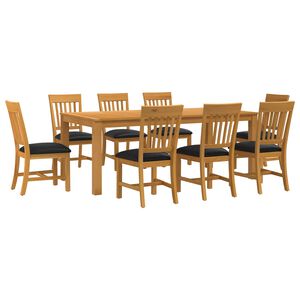 vidaXL Essgruppe 9 Stk. Schwarz Massivholz Eiche