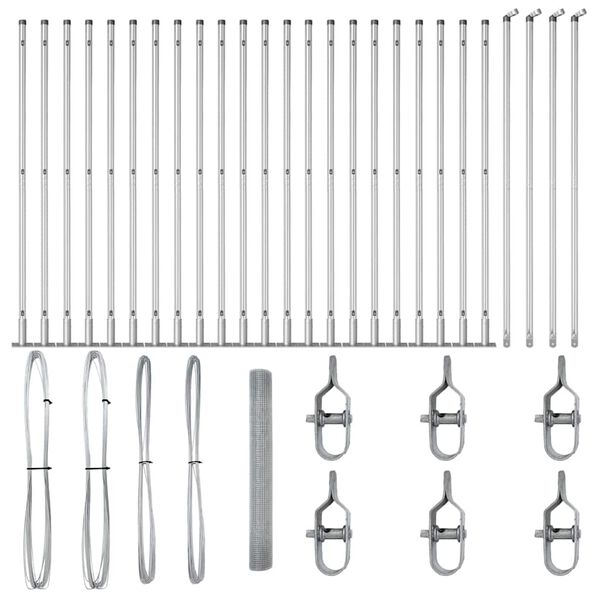 vidaXL Zaunpfosten Silber 50 x 1,2 m (12 x 12 mm Maschen) Stahl