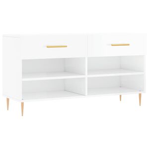 vidaXL Schuhbank Hochglanz-Wei&szlig; 102x35x55 cm Holzwerkstoff