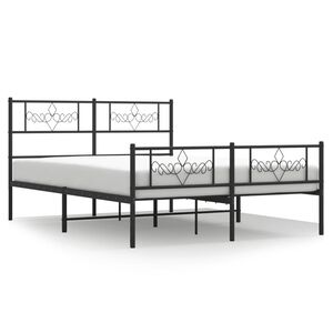 vidaXL Metallbett ohne Matratze mit Fu&szlig;teil Schwarz 160x200 cm