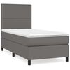 vidaXL Boxspringbett mit Matratze Grau 90x190 cm Kunstleder