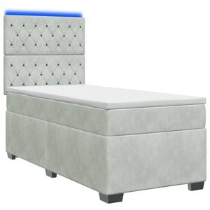 vidaXL Boxspringbett mit Matratze Hellgrau 80 x 200 cm Samt