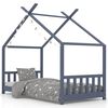 vidaXL Kinder-Bettgestell Grau Massivholz Kiefer 80 x 160 cm