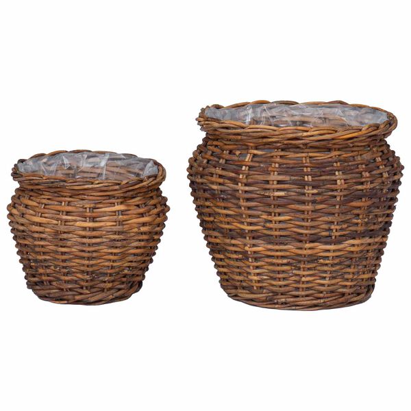 vidaXL Blumentopfkorb mit Speicher 2 pcs Braun Lacak Rattan