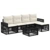 vidaXL Gartensofa-set 6 Stk. Schwarz und Cremewei&szlig; Poly-Rattan