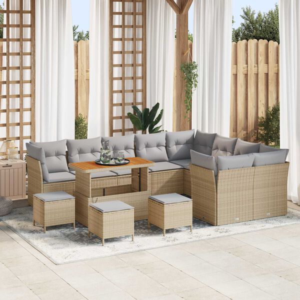 vidaXL Garten-Sofa-Set 13 pcs Beige Poly-Rattan