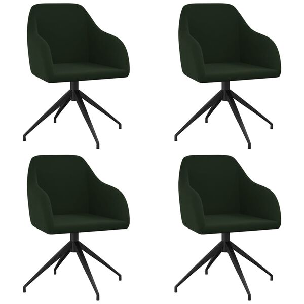 vidaXL Esszimmerst&uuml;hle 4 Stk. Dunkelgr&uuml;n Samt