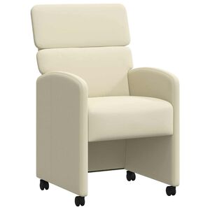 vidaXL Esszimmerst&uuml;hle mit Rollen 2 stk. Kunstleder Creme