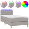 vidaXL Boxspringbett mit Matratze & LED Hellgrau 80x200 cm Stoff