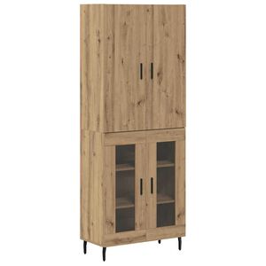 vidaXL Highboard 2 pcs Altholz Engineered Wood und Glas