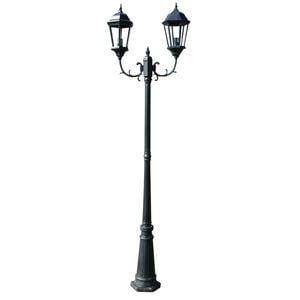 vidaXL Gartenlaterne 2-flammig 230 cm Dunkelgr&uuml;n/Schwarz Aluminium