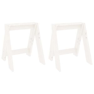 vidaXL Hocker 2 Stk. Wei&szlig; 40x40x45 cm Massivholz Kiefer