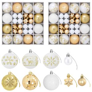 vidaXL Weihnachtskugelset 88 stk. Gold und Wei&szlig; &Oslash; 6 cm Kunststoff