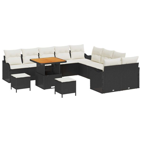 vidaXL Garten-Sofa-Set 13 pcs Schwarz Poly-Rattan