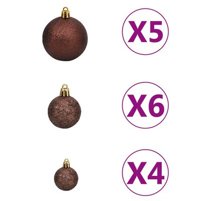 vidaXL Künstlicher Halber Weihnachtsbaum mit LEDs & Kugeln Weiß 180cm