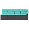 vidaXL Gartensofa mit Kissen 4-Sitzer Schwarz Poly Rattan