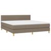 vidaXL Boxspringbett mit Matratze & LED Taupe 160x200 cm Stoff