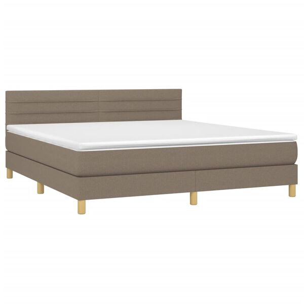 vidaXL Boxspringbett mit Matratze & LED Taupe 160x200 cm Stoff
