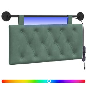 vidaXL H&auml;ngendes Kopfteil Mit LED Licht Meergr&uuml;n Samt