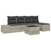 vidaXL Garten-Sofa-Set mit Kissen 6 pcs Hellgrau Poly-Rattan