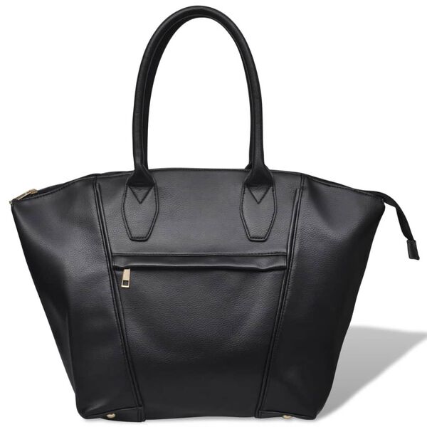 Quadratische Damentasche Schultertasche Handtasche Schwarz