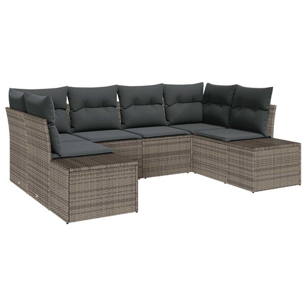 vidaXL Gartensofa-set mit Speicher 6 pcs Grau Poly Rattan