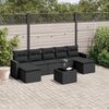 vidaXL 8-tlg. Garten-Sofagarnitur mit Kissen Schwarz Poly Rattan