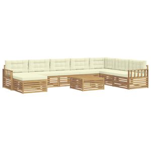 vidaXL Outdoor-Sofagarnitur 9 stk. Wei&szlig; und Creme Massivholz Akazie