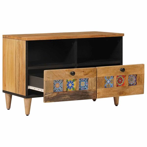 vidaXL TV-Schr&auml;nk mit Regal Natur 70 x 33 x 46 cm Massivholz Mango