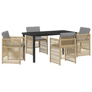 vidaXL Garten Essgruppe 5 pcs Beige Pulverbeschichteter Stahl
