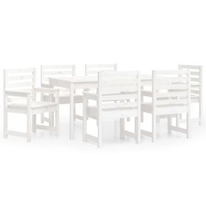 vidaXL 7-tlg. Garten-Essgruppe Wei&szlig; Massivholz Kiefer