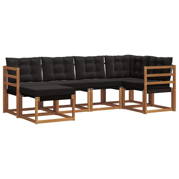 vidaXL Outdoor-Sofagarnitur mit Kissen 6 pcs Nat&uuml;rlich und Schwarz