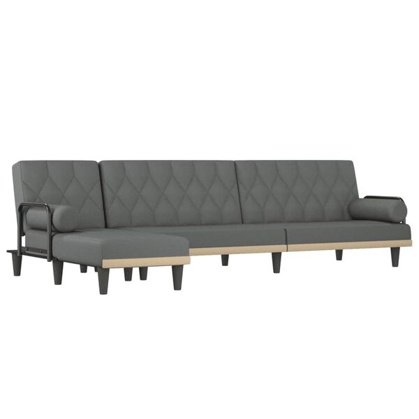 vidaXL Schlafsofa in L-Form Dunkelgrau 260x140x70 cm Stoff