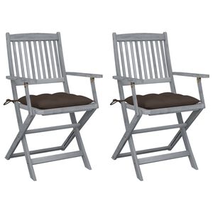 vidaXL Klappbare Gartenst&uuml;hle 2 Stk. mit Kissen Massivholz Akazie