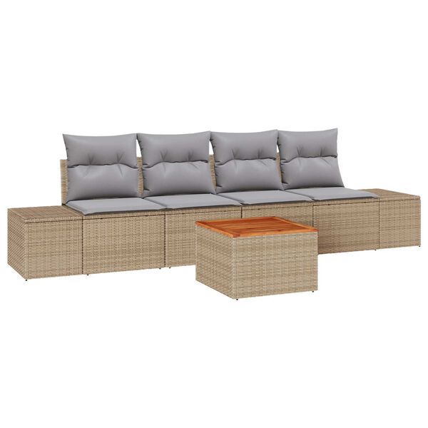 vidaXL Gartensofa-set 5 pcs Beige und Hellgrau Poly-Rattan