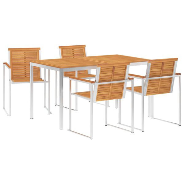 vidaXL 7-tlg. Essgruppe Textilene und Edelstahl