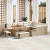 vidaXL Garten-Sofa-Set mit Kissen mit Speicher Beige Poly Rattan
