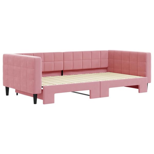 vidaXL Tagesbett Ausziehbar Rosa 100x200 cm Samt