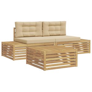 vidaXL 4 stk. Outdoor-Sofagarnitur Polyester Wei&szlig;