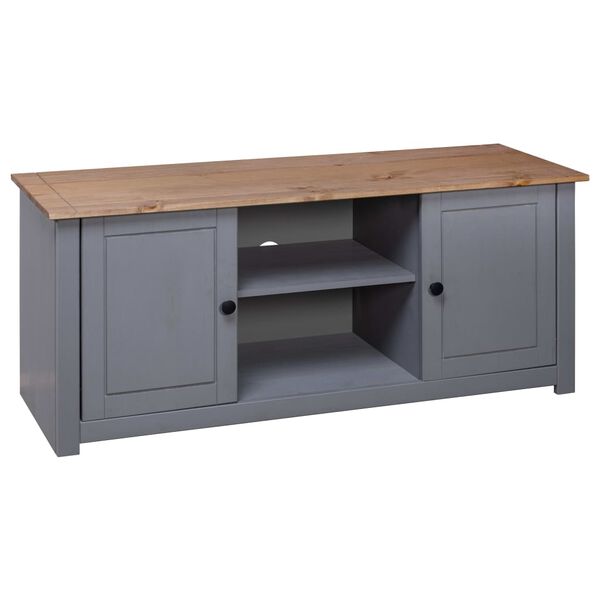 vidaXL TV-Schrank Grau 120x40x50 cm Massivholz Panama-Kiefer