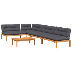 vidaXL 5-tlg. Garten-Sofagarnitur aus Paletten mit Kissen Akazienholz
