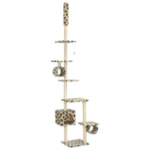 vidaXL Katzenbaum mit Sisal-Kratzs&auml;ulen 260 cm Beige Pfoten-Muster