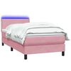 vidaXL Boxspringbett mit Matratze & LED Rosa 100x210 cm Samt