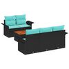 vidaXL Gartensofa-set 6 Stk. 5-Sitzanzahl Schwarz und T&uuml;rkis