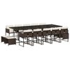 vidaXL 15-tlg. Garten-Essgruppe mit Kissen Braun Poly Rattan