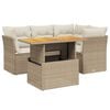 vidaXL 5-tlg. Garten-Sofagarnitur mit Kissen Beige Poly Rattan